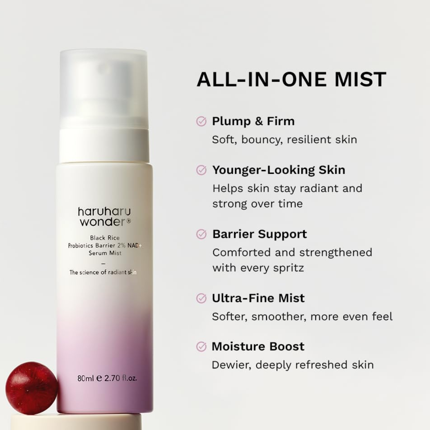 HARUHARU WONDER Black Rice Probiotics Barrier 2% NAD+ Serum Mist 80ml