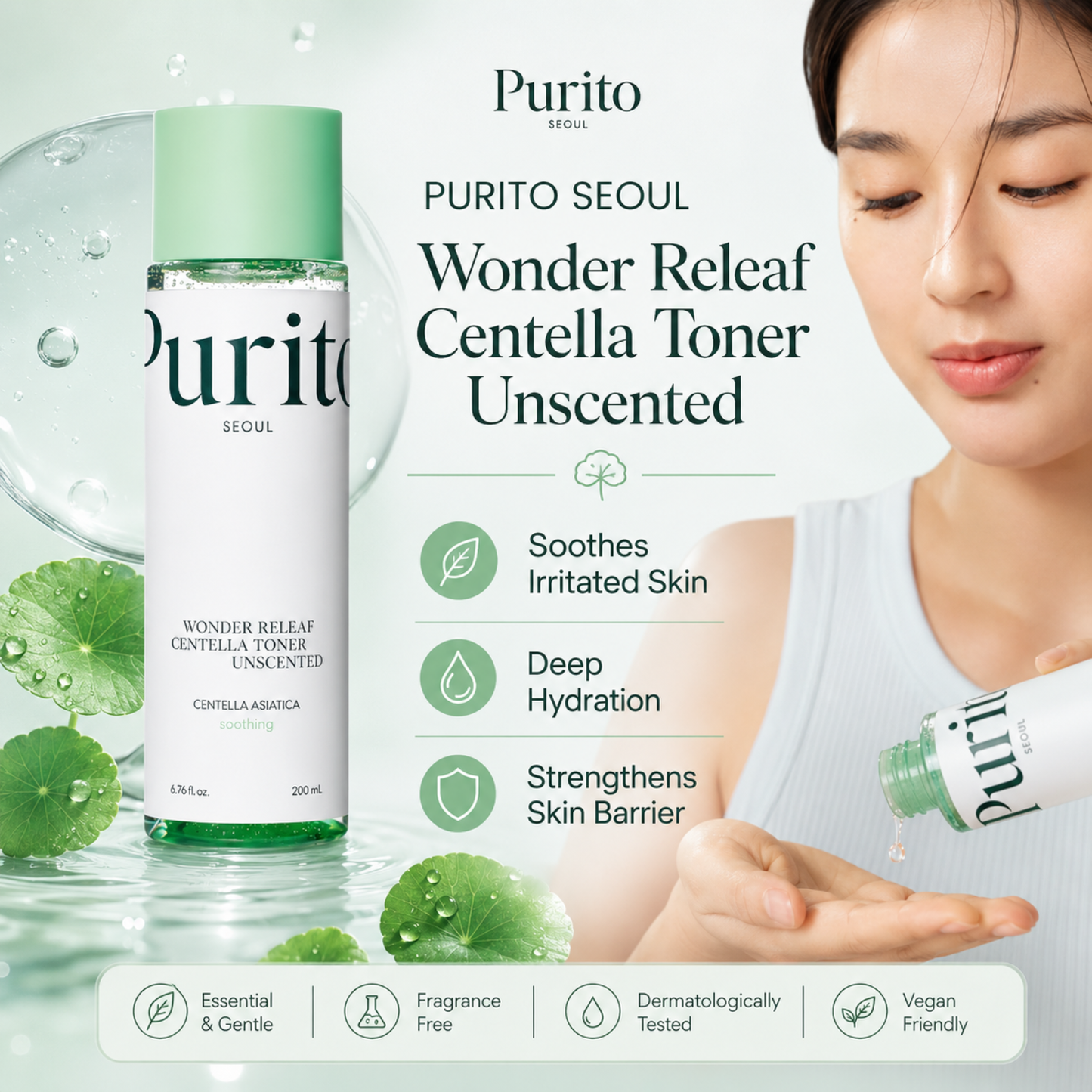 PURITO SEOUL Wonder Releaf Centella Toner Unscented 200ml