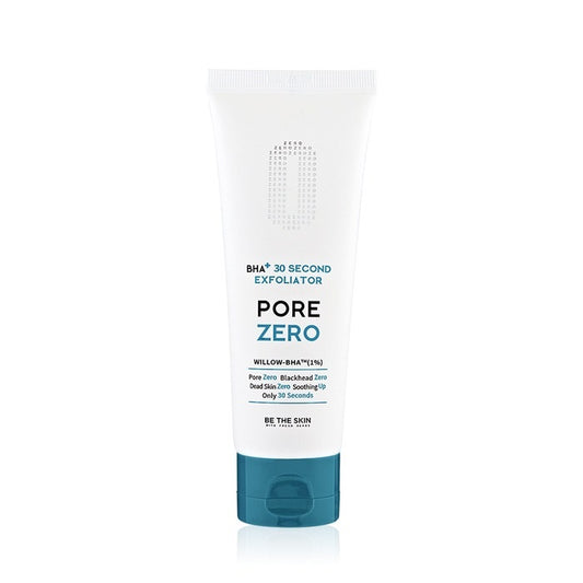 BE THE SKIN BHA+ Pore Zero 30 Second Exfoliator is a quick and effective exfoliating treatment designed to refine pores and smooth skin texture. Formulated with Salicylic Acid (BHA) and Glycolic Acid (AHA), this exfoliator gently removes dead skin cells and unclogs pores, revealing a brighter, more even complexion. Enriched with natural extracts like Willow Bark Water and Aloe Vera, it soothes and hydrates the skin while promoting a clearer, more radiant appearance. Perfect for those looking for a fast and