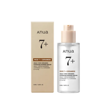 ANUA 7 Rice Ceramide Hydrating Barrier Serum is a nourishing and hydrating formula designed to strengthen the skin barrier. Enriched with Oryza Sativa (Rice) Bran Water and Ceramide NP, it deeply moisturizes and supports a healthy skin barrier. Niacinamide brightens and evens skin tone, while Panthenol and Sodium Hyaluronate provide long-lasting hydration. This serum is ideal for replenishing moisture and promoting a balanced, radiant complexion, making it perfect for dry and sensitive skin types.