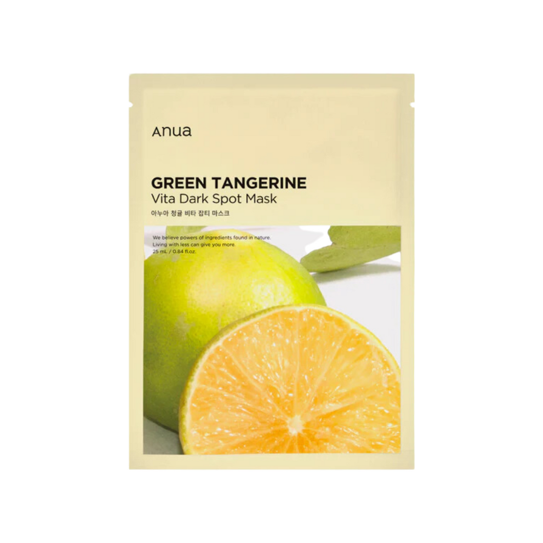 ANUA Green Tangerine Vita Dark Spot Mask is enriched with Green Tangerine Extract and Niacinamide to target dark spots and brighten the complexion. Infused with Hyaluronic Acid and Tranexamic Acid, it hydrates and soothes the skin while helping to reduce discoloration. This mask is perfect for those looking to achieve a radiant, even skin tone.