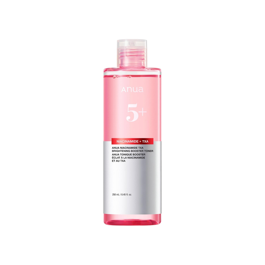 ANUA Niacinamide TXA Brightening Booster Toner is a lightweight toner designed to brighten dull skin, improve the look of uneven tone, and support a clearer, more radiant complexion. Formulated with Niacinamide, Tranexamic Acid, Kojic Acid, Glutathione, Centella Asiatica, Beta-Glucan, and Glycerin, it helps target dark spots while keeping the skin hydrated and comfortable. Suitable for dull, uneven, combination, oily, normal, and pigmentation-prone skin.