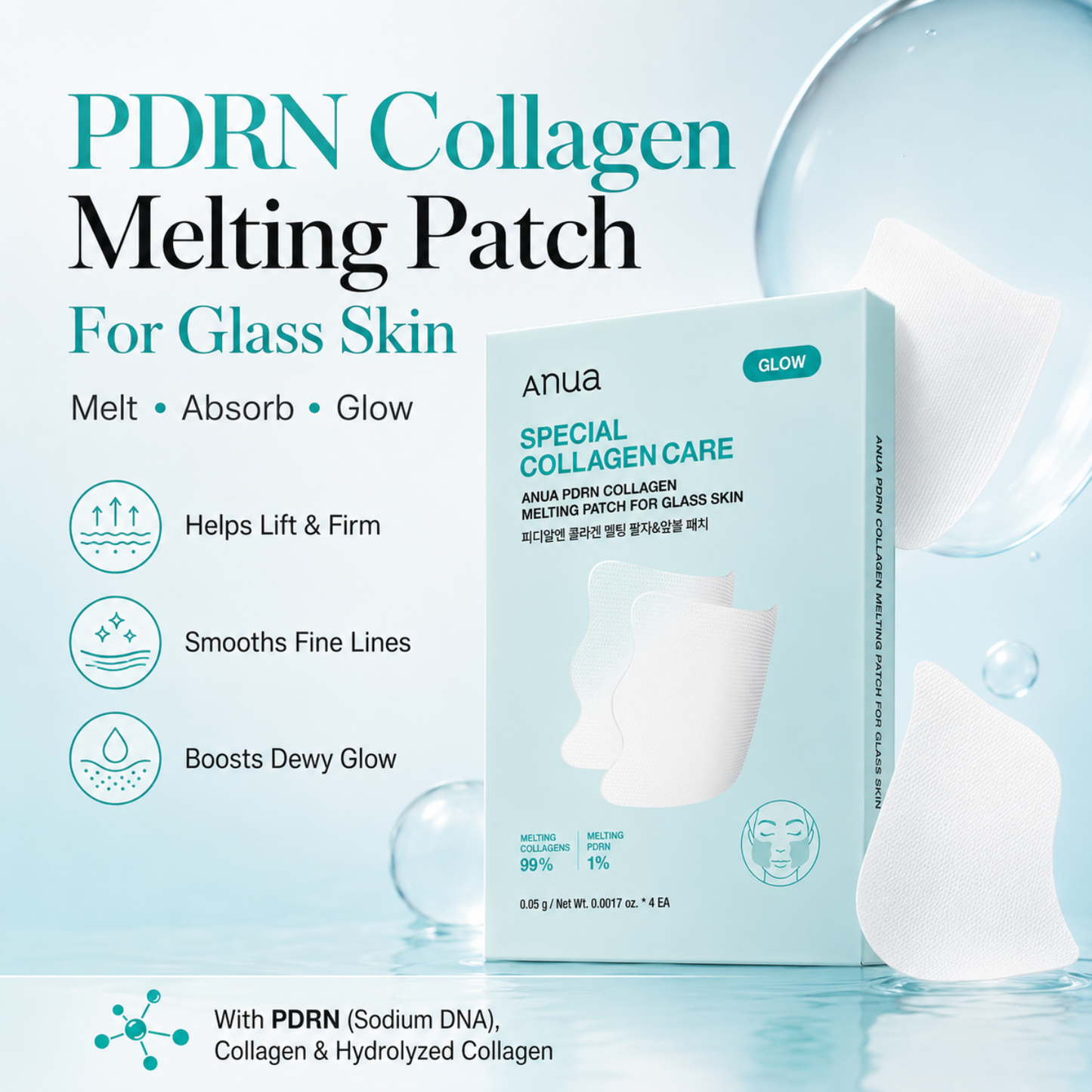 ANUA PDRN Collagen Melting Patch For Glass Skin 4ea
