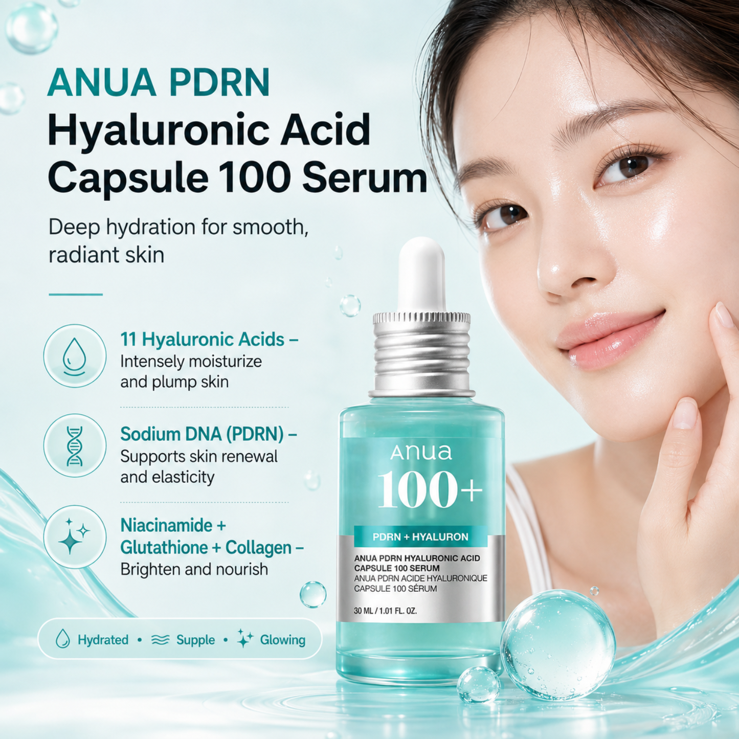 ANUA PDRN Hyaluronic Acid Capsule 100 Serum 30ml
