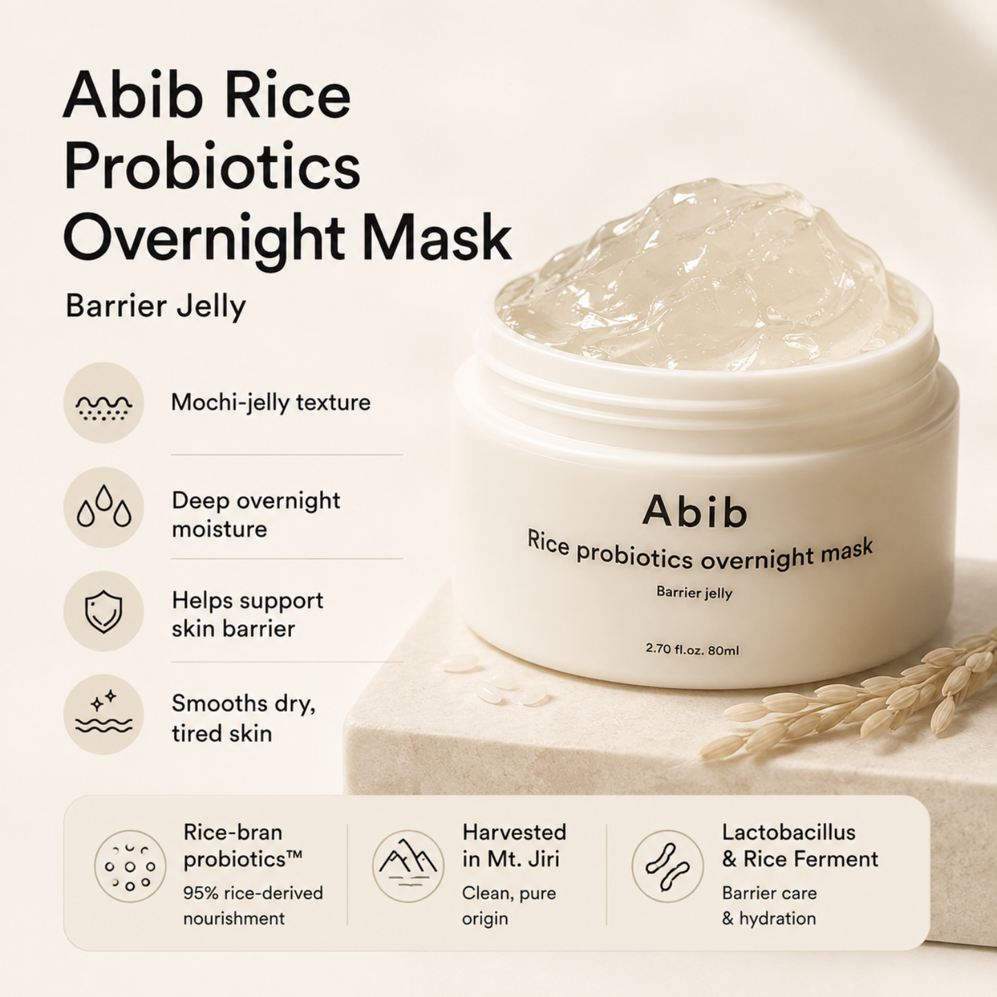 ABIB Rice Probiotics Overnight Mask Barrier Jelly 80ml