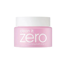 Load image into Gallery viewer, BANILA CO Clean It Zero Cleansing Balm Original is a sherbet-like cleansing balm that effortlessly melts away makeup, sunscreen, and impurities without stripping your skin&#39;s natural moisture. Formulated with nourishing ingredients like Vitamin E and various plant extracts, it leaves the skin clean, soft, and hydrated. This cult-favorite balm transforms from a solid balm to a silky oil upon application, making it a perfect first step in your double cleansing routine.