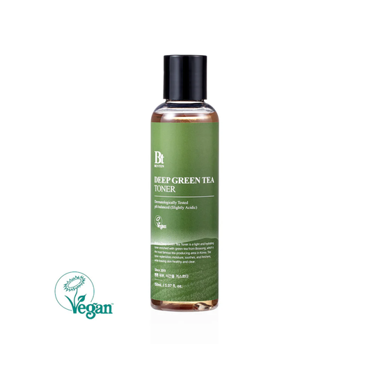 BENTON Deep Green Tea Toner is a lightweight, soothing toner designed to hydrate and balance the skin. Formulated with Green Tea Leaf Water and extracts from leaf, seed, and root, it helps calm irritation while delivering antioxidant care. Centella Asiatica and Houttuynia Cordata help soothe sensitive skin, while Hyaluronic Acid and Betaine provide lasting hydration. Willow Bark Extract gently refines the skin, leaving it smooth, refreshed, and balanced. Suitable for all skin types, especially oily and sens