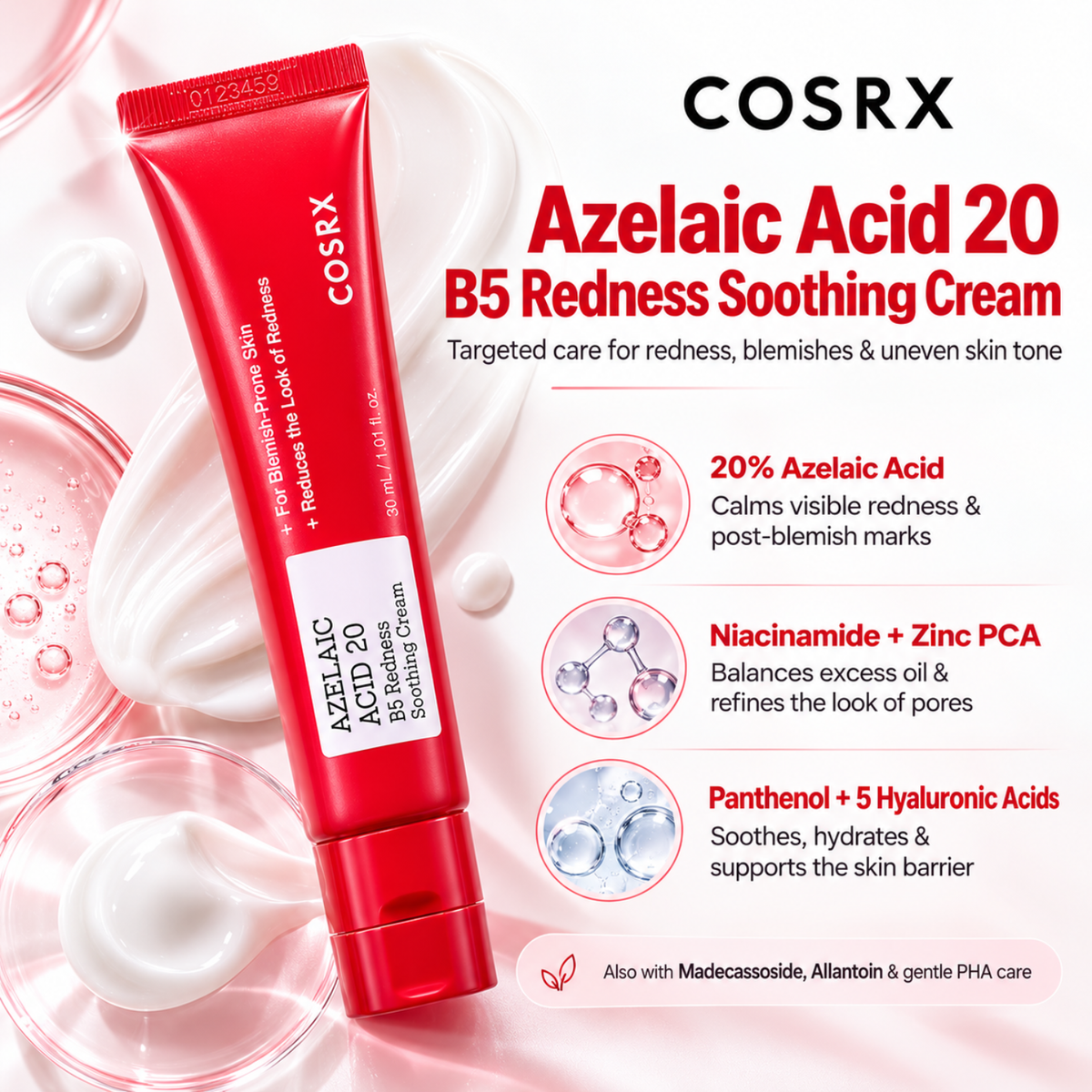 COSRX Azelaic Acid 20 B5 Redness Soothing Cream