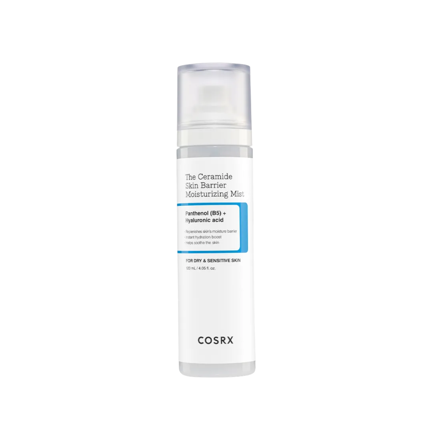 COSRX The Ceramide Skin Barrier Moisturizing Mist is a nourishing facial mist designed to hydrate and strengthen the skin barrier throughout the day. Formulated with Ceramides, Cholesterol, and Hyaluronic Acid, it helps replenish moisture, soothe dryness, and support healthy-looking skin. The fine mist refreshes instantly, leaving skin soft, balanced, and comfortable without heaviness.