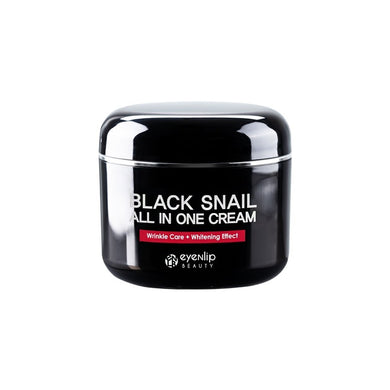 EYENLIP Black Snail All In One Cream is a rich and nourishing moisturizer designed to rejuvenate and repair the skin. With a high concentration of Snail Secretion Filtrate (73.8%), this cream enhances skin elasticity, reduces the appearance of wrinkles, and boosts hydration. It's fortified with Niacinamide to brighten skin tone and Sunflower Seed Oil to moisturize deeply. Additional beneficial ingredients like Panthenol, Vitamin E, and a variety of fruit extracts provide anti-inflammatory benefits and furth