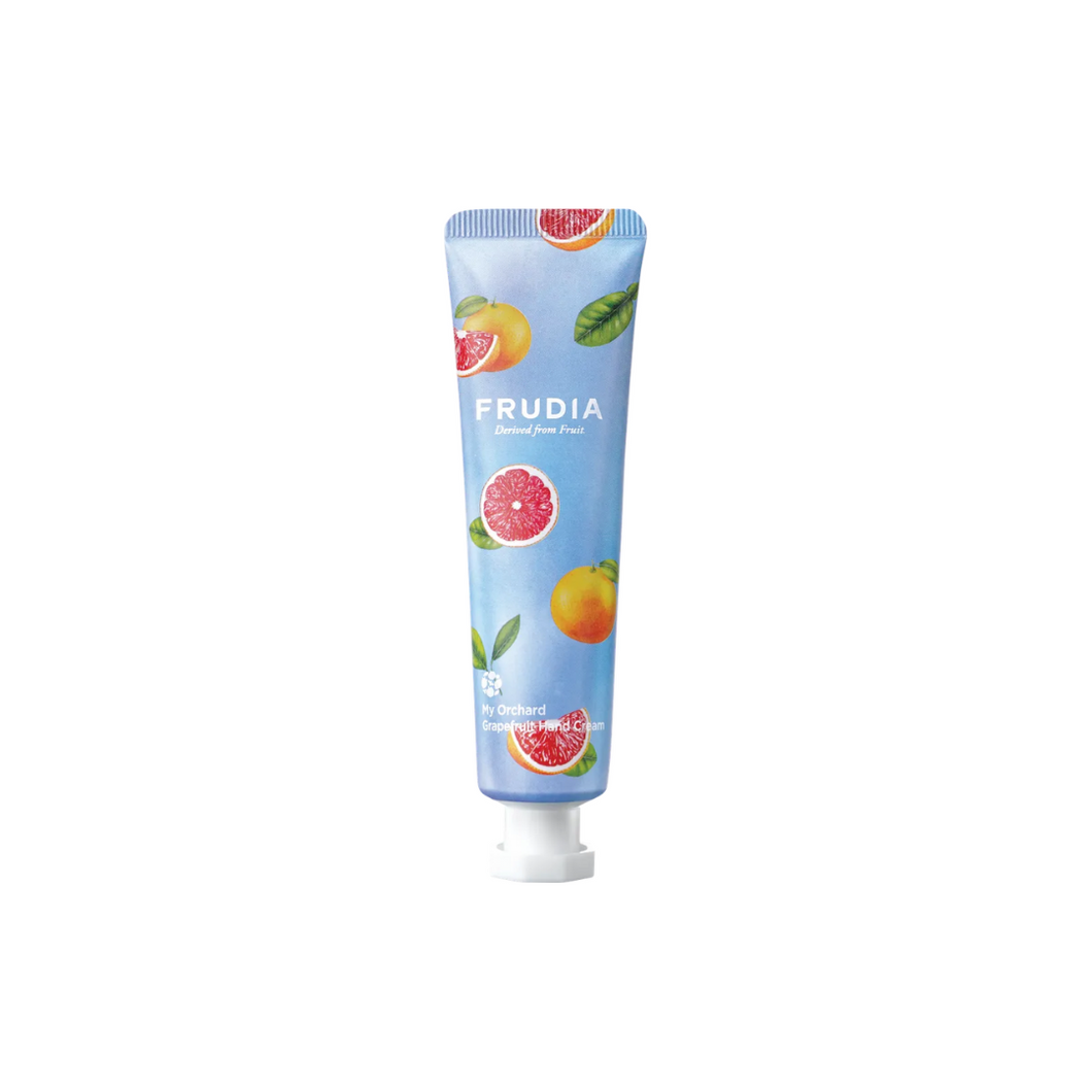 FRUDIA My Orchard Grapefruit Hand Cream provides rich hydration and nourishment, leaving your hands feeling soft and refreshed. Infused with Grapefruit Seed Oil and Shea Butter, this hand cream deeply moisturizes while soothing dry skin. Enriched with Pomegranate Fruit Extract and Panthenol, it revitalizes and softens the skin, making it perfect for daily use. The lightweight, non-greasy formula absorbs quickly, offering a refreshing citrus scent for a pleasant and uplifting experience.