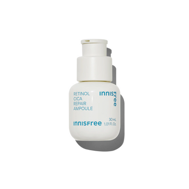 INNISFREE Retinol Cica Repair Ampoule combines the power of Retinol with soothing ingredients like Asiaticoside and Madecassic Acid to target skin concerns such as fine lines, uneven texture, and blemishes. Infused with Niacinamide for brightening, and Ceramide and Cholesterol for barrier repair, this ampoule delivers deep hydration and supports skin recovery. With added Hyaluronic Acid, Beta-Glucan, and Vitamin E, it promotes smoother, clearer skin while reducing irritation. Ideal for those looking to impr