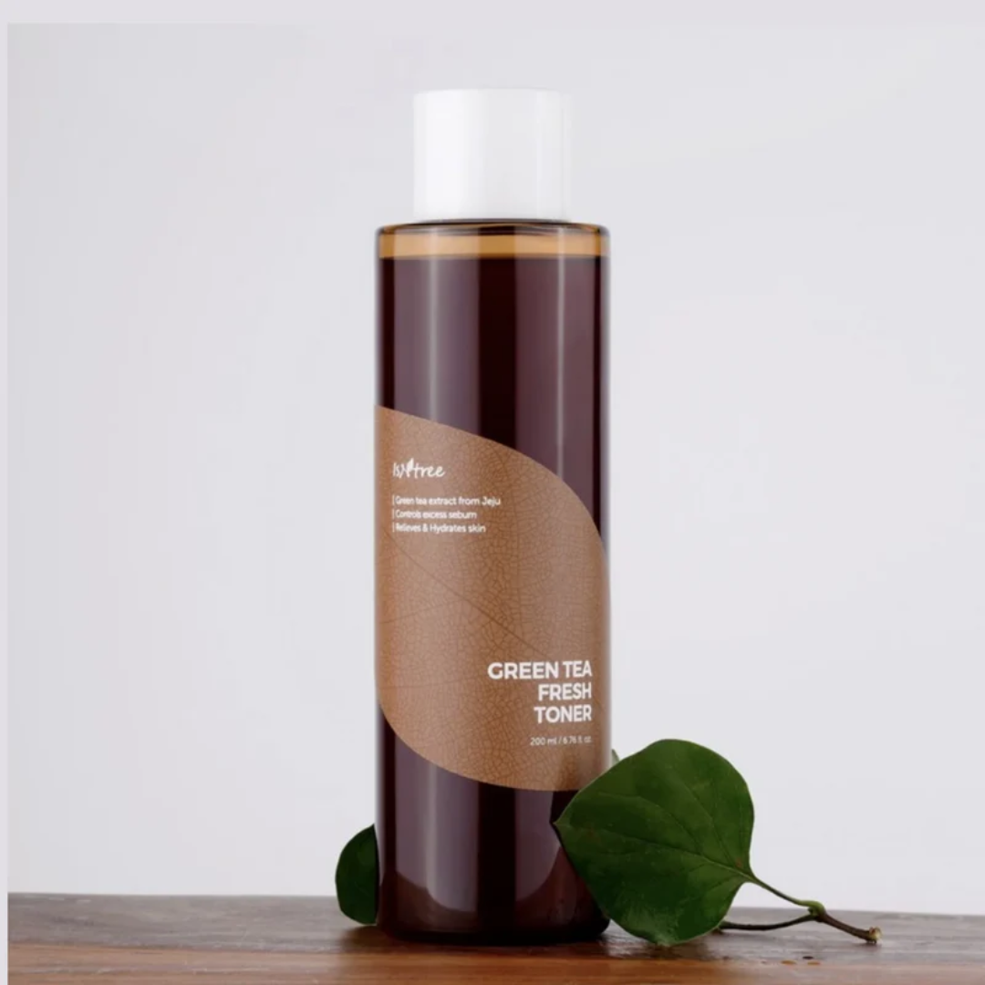 Korean green tea toner that balances sebum, controls acne, helps to sooth the skin,