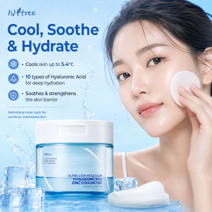 ISNTREE Ultra-Low Molecular Hyaluronic Acid Zinc Cooling Pad 60ea