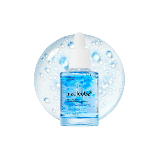 MEDICUBE Hyaluronic Multi Peptide Serum is a deeply hydrating and anti-aging serum that plumps, firms, and revitalizes the skin. Packed with multiple forms of Hyaluronic Acid and PDRN (Sodium DNA), it supports skin repair, renewal, and long-lasting hydration. A blend of Peptides and Collagen Extract improves elasticity and smooths fine lines, while Niacinamide, Alpha-Arbutin, and Squalane brighten and strengthen the skin barrier. The result is a healthier, radiant, and more youthful-looking complexion. Suit
