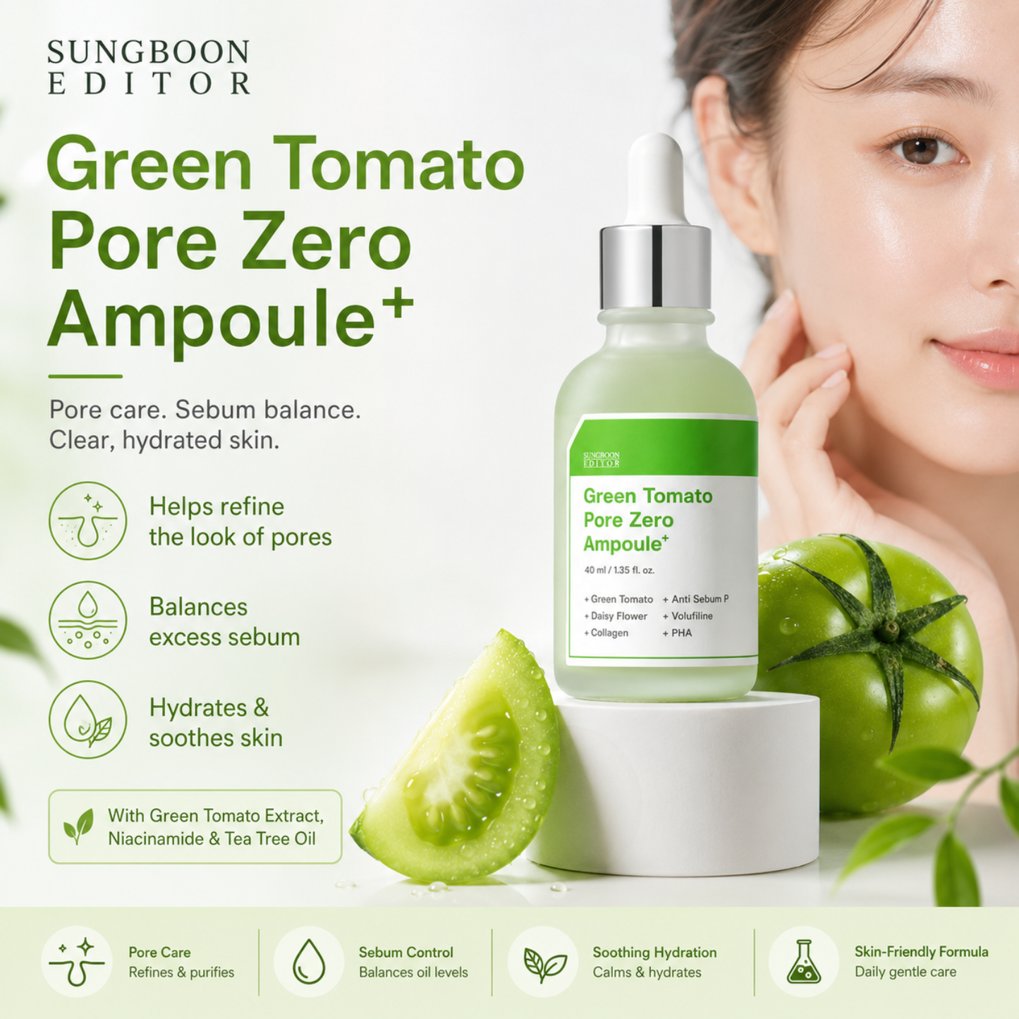 SUNGBOON EDITOR Green Tomato Pore Zero Ampoule+ 40ml