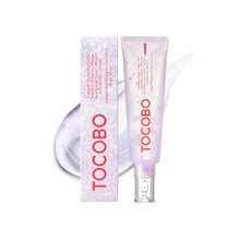 Load image into Gallery viewer, TOCOBO Collagen Brightening Eye Gel Cream is a lightweight, refreshing eye cream designed to hydrate and brighten the delicate skin around the eyes. Infused with 45ppm of Collagen, Niacinamide, and Hyaluronic Acid, it helps reduce the appearance of fine lines and dark circles while improving skin elasticity. Lavender Flower Water and natural extracts like Eggplant and Turmeric work to soothe and nourish, leaving the eye area smooth, radiant, and revitalized. Ideal for all skin types, this gel cream absorbs 