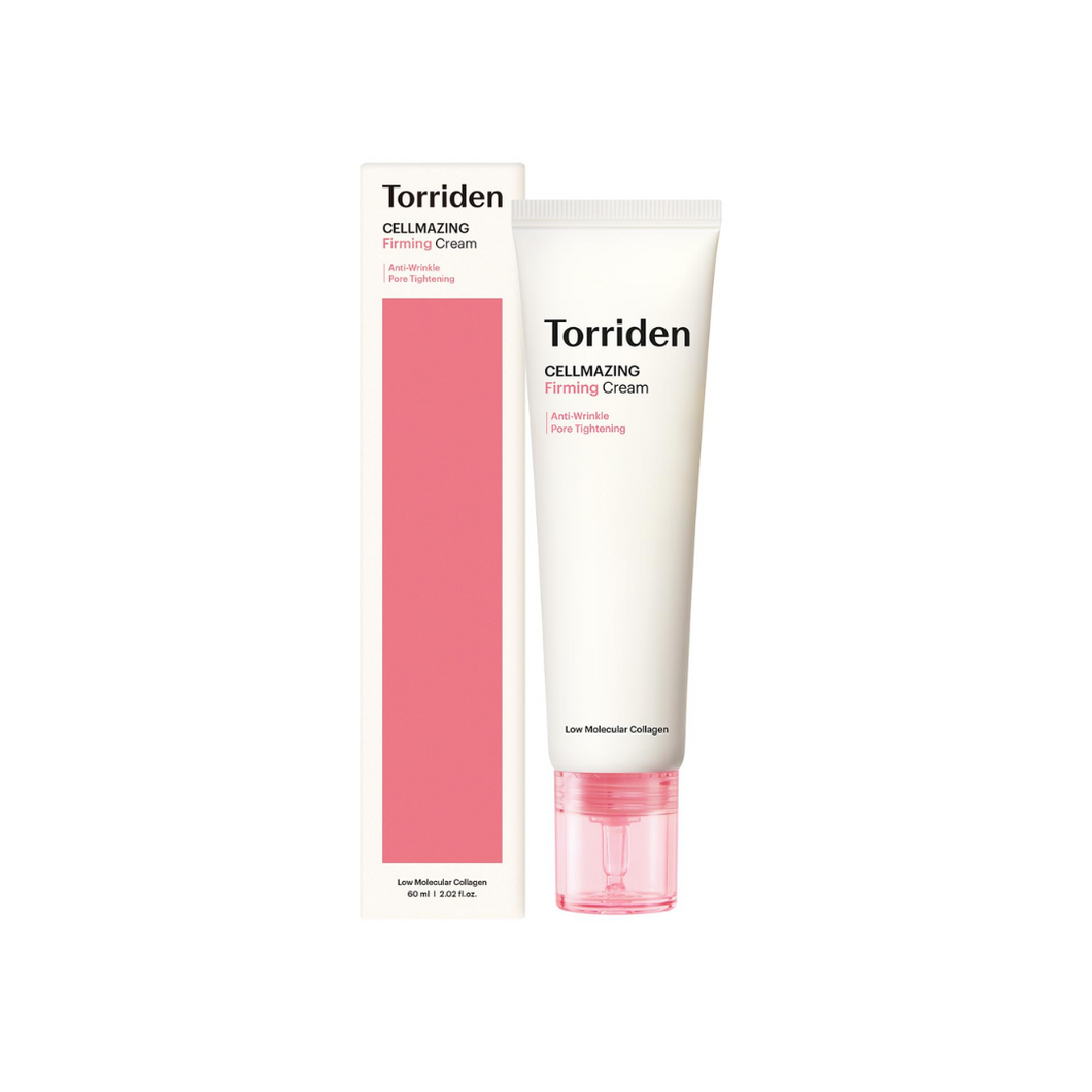 TORRIDEN Cellmazing Firming Cream is a collagen-rich moisturizer crafted to boost skin elasticity and firmness. With 30,520 ppm of Collagen Extract, plus Hydrolyzed Collagen and Collagen Amino Acids, this cream nourishes deeply to improve skin texture and resilience. Niacinamide and Hyaluronic Acid provide hydration and brightening, while Panthenol and Allantoin soothe and strengthen the skin barrier. Perfect for those seeking a plumper, smoother complexion, this cream delivers a firming, rejuvenated look t