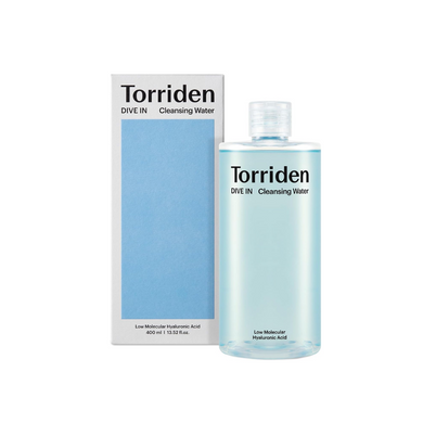 TORRIDEN DIVE-IN Low Molecular Hyaluronic Acid Cleansing Water gently cleanses and hydrates with a blend of low molecular weight hyaluronic acids that deeply penetrate the skin for intense hydration. Enriched with soothing Witch Hazel, Green Tea, and Chamomile extracts, it effectively removes impurities while calming and refreshing the skin. Panthenol and Allantoin support a healthy skin barrier, leaving your complexion soft, clean, and balanced. Perfect for daily use to cleanse without stripping moisture.