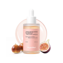 Load image into Gallery viewer, VEGANIFECT Pore Refining Fig Chestnut Ampoule is a potent anti-aging and skin refining serum designed to diminish the appearance of pores and treat dark spots. Enriched with Fig and Chestnut Extracts, it deeply nourishes while minimizing pores for a smoother, more youthful complexion. This formula features Niacinamide and Hyaluronic Acid to brighten skin tone and provide deep hydration. Hydrolyzed Collagen helps to reduce signs of aging by improving skin elasticity. The inclusion of botanical extracts like 