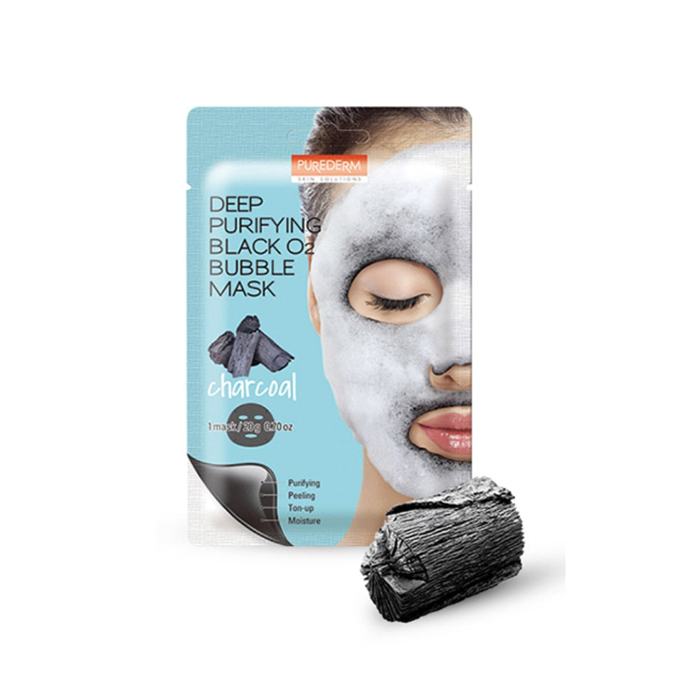 PUREDERM Deep Purifying Black O2 Bubble Mask Charcoal